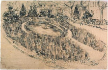 Репродукция картины "public garden with vincent s house in the background" художника "ван гог винсент"