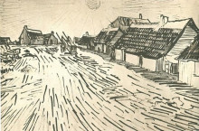Репродукция картины "row of cottages in saintes-maries" художника "ван гог винсент"