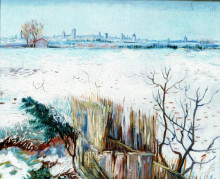 Картина "snowy landscape with arles in the background" художника "ван гог винсент"