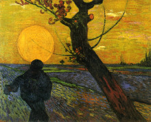 Репродукция картины "sower with setting sun" художника "ван гог винсент"