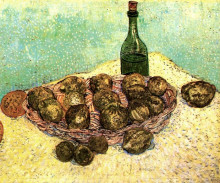 Копия картины "still life bottle, lemons and oranges" художника "ван гог винсент"