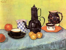 Копия картины "still life with blue enamel coffeepot, earthenware and fruit" художника "ван гог винсент"