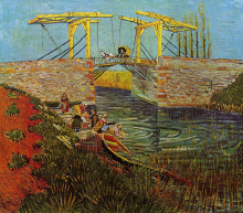Репродукция картины "the langlois bridge at arles" художника "ван гог винсент"