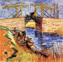 Картина "the langlois bridge at arles" художника "ван гог винсент"