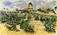 Репродукция картины "the mill of alphonse daudet at fontevieille" художника "ван гог винсент"