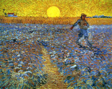 Картина "the sower (sower with setting sun)" художника "ван гог винсент"