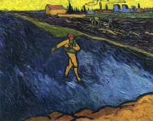 Копия картины "the sower outskirts of arles in the background" художника "ван гог винсент"