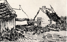Репродукция картины "three cottages in saintes-maries" художника "ван гог винсент"