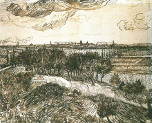 Репродукция картины "view of arles from a hill" художника "ван гог винсент"