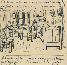 Репродукция картины "vincent&#39;s bedroom" художника "ван гог винсент"
