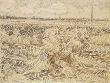 Репродукция картины "wheat field with sheaves" художника "ван гог винсент"