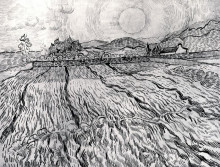 Картина "enclosed field behind saint-paul hospital" художника "ван гог винсент"