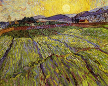 Картина "enclosed field with rising sun" художника "ван гог винсент"