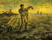 Репродукция картины "evening - the end of the day (after millet)" художника "ван гог винсент"