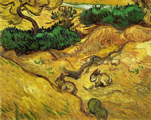 Картина "field with two rabbits" художника "ван гог винсент"