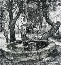 Репродукция картины "fountain in the garden of saint-paul hospital" художника "ван гог винсент"