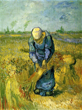 Репродукция картины "peasant woman binding sheaves after millet" художника "ван гог винсент"