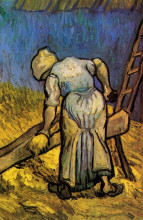 Репродукция картины "peasant woman cutting straw after millet" художника "ван гог винсент"