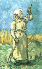 Репродукция картины "peasant woman with a rake after millet" художника "ван гог винсент"