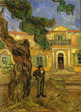 Репродукция картины "pine trees with figure in the garden of saint-paul hospital" художника "ван гог винсент"