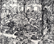 Репродукция картины "the courtyard of the hospital at arles" художника "ван гог винсент"