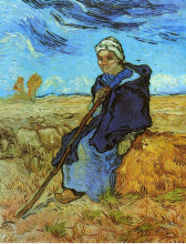 Репродукция картины "the shepherdess (after millet)" художника "ван гог винсент"