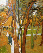 Репродукция картины "the walk - falling leaves" художника "ван гог винсент"