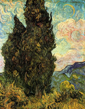 Репродукция картины "two cypresses" художника "ван гог винсент"