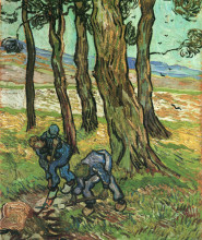 Репродукция картины "two diggers among trees" художника "ван гог винсент"