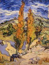 Репродукция картины "two poplars on a hill" художника "ван гог винсент"