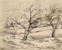 Репродукция картины "two trees" художника "ван гог винсент"