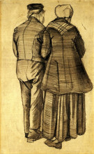 Репродукция картины "man and woman seen from the back" художника "ван гог винсент"