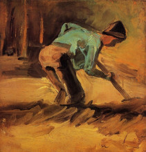 Репродукция картины "man stooping with stick or spade" художника "ван гог винсент"