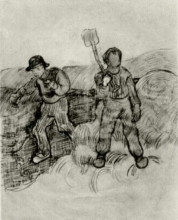 Репродукция картины "a sower and a man with a spade" художника "ван гог винсент"