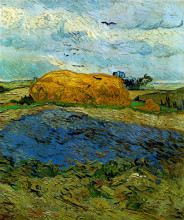 Репродукция картины "haystack under a rainy sky" художника "ван гог винсент"