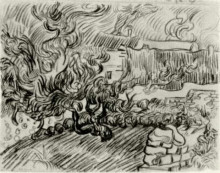 Копия картины "houses among trees" художника "ван гог винсент"