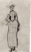 Картина "lady with checked dress and hat" художника "ван гог винсент"