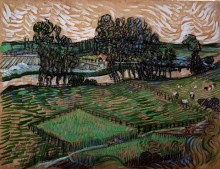 Репродукция картины "landscape with bridge across the oise" художника "ван гог винсент"
