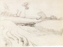 Репродукция картины "little stream surrounded by bushes" художника "ван гог винсент"