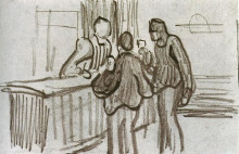 Репродукция картины "men in front of the counter in a cafe" художника "ван гог винсент"