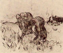 Репродукция картины "peasant woman digging" художника "ван гог винсент"