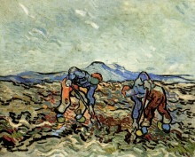 Репродукция картины "peasants lifting potatoes" художника "ван гог винсент"