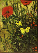 Картина "poppies and butterflies" художника "ван гог винсент"