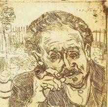 Репродукция картины "portrait of doctor gachet (a man with pipe)" художника "ван гог винсент"