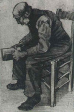 Репродукция картины "man, sitting, reading a book" художника "ван гог винсент"