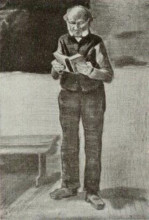 Копия картины "man, standing, reading a book" художника "ван гог винсент"