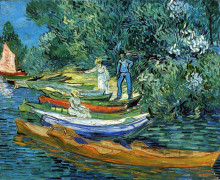 Репродукция картины "rowing boats on the banks of the oise" художника "ван гог винсент"