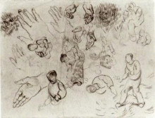 Картина "sheet with hands and several figures" художника "ван гог винсент"