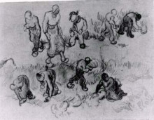 Картина "sheet with numerous sketches of working people" художника "ван гог винсент"