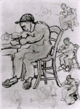 Картина "sheet with people sitting on chairs" художника "ван гог винсент"